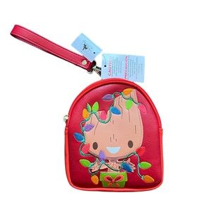 DisneyParks Loungefly Guardians of the Galaxy Baby Groot Red Wristlet NEW